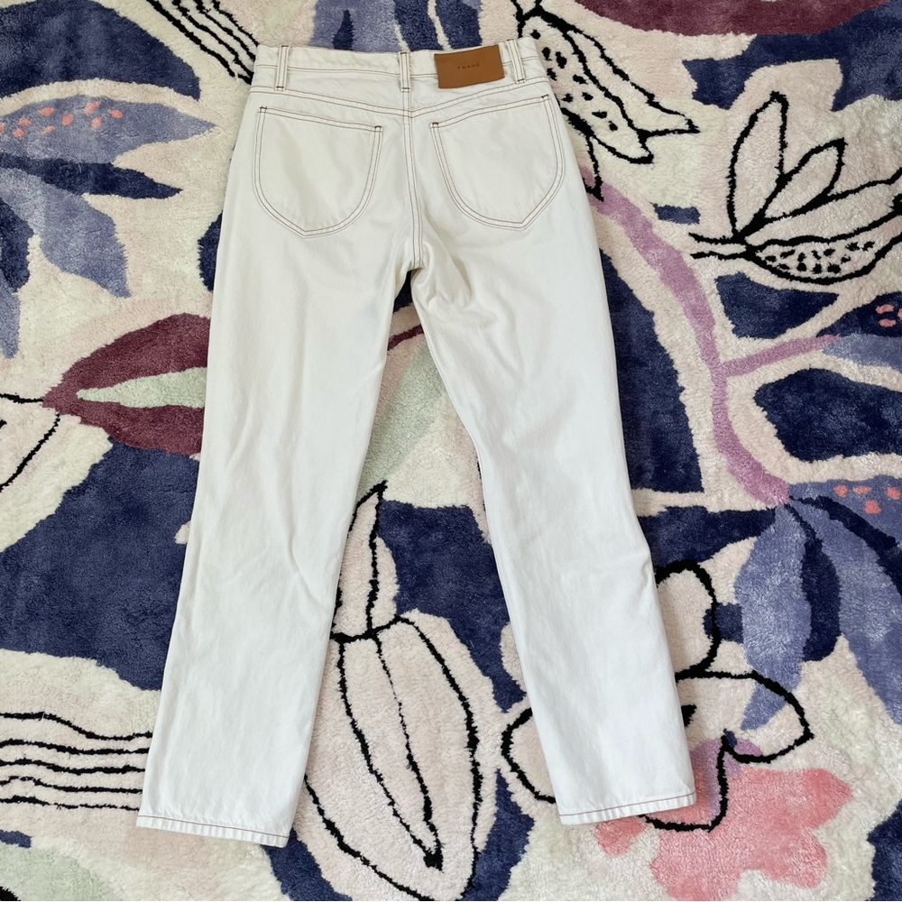 Frame Le Italien straight leg jeans 100% cotton ivory cream size 27 - Picture 8 of 12